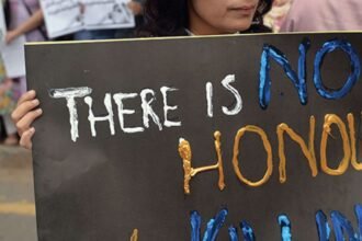 Girl protesting to stop "Honour" Killings