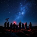 People stargazing under a clear night sky in Guwahati, Assam