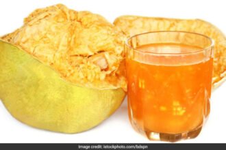 A glass of bael juice served fresh for digestion