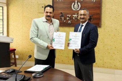 DACS and ITBP officials signing MoU for local farm produce supply in Sikkim