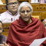 Union Finance Minister Nirmala Sitharaman speaks in the Parliament