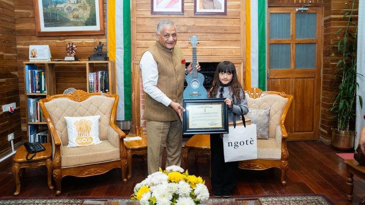 Mizoram Governor felicitates 9-year-old singing prodigy Esther Hnamte for national honour