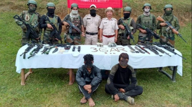 Security forces recover arms and IEDs after militants arrested along the Manipur–Myanmar border