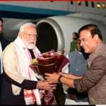 Prime Minister Narendra Modi arriving in Guwahati for a two-day visit to Assam