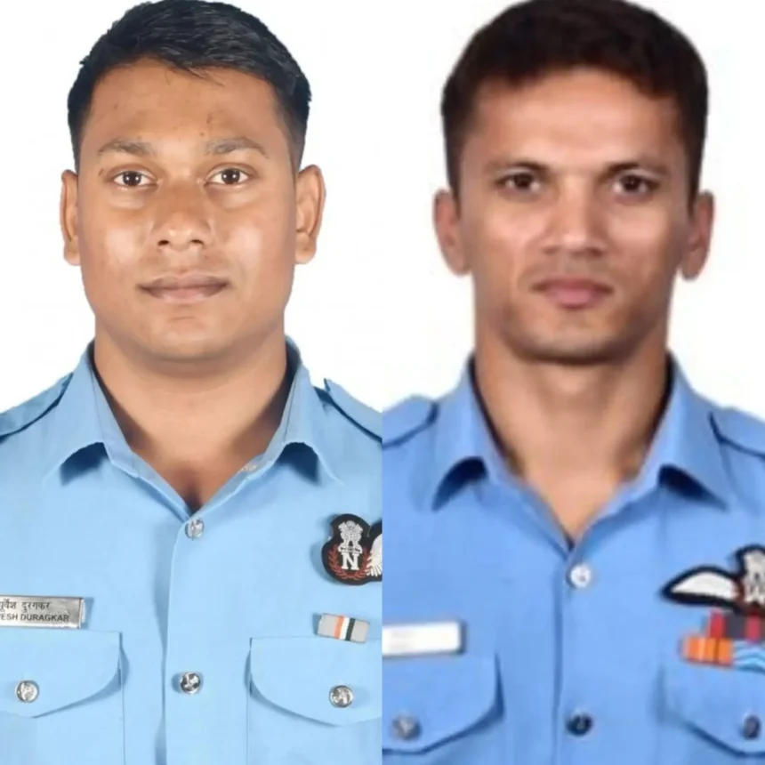 Wreckage of an Sukhoi-30MKI fighter jet after it crashed in Assam during a mission, resulting in the death of two Indian Air Force pilots.