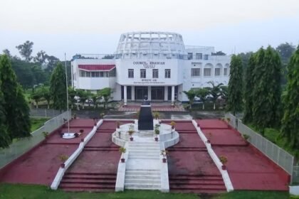 Newly elected TTAADC members taking oath at Khumulwng Tripura