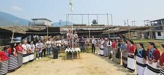 Nyishi community celebrating Laba Longte Festival with traditional attire and dance