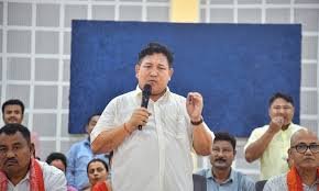 Pramod Boro casting vote and addressing media on UPPL workers attack in Tamulpur Assam