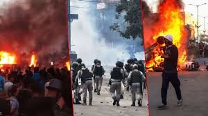 Protests and clashes in Bishnupur with security forces using tear gas