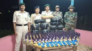 Drug Seizure Indo Bangla Border operation showing Tripura Police recovering narcotics near Sepahijala