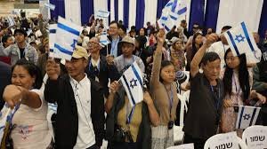 Members of the Bnei Menashe community preparing for relocation flights to Israel from Northeast India