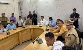 Chief Minister Manik Saha inspecting post poll violence affected areas in Tripura