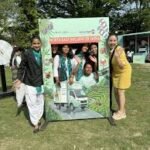 Students enjoying makeup trials and games during Influencer Yatra at Nagaon College