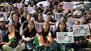 Indigenous community members demanding Sixth Schedule status in Manipur