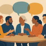 Community members gathering to promote peace dialogue and unity