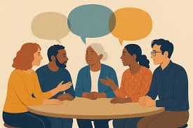 Community members gathering to promote peace dialogue and unity