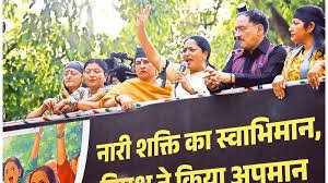 Women participate in Political Protests Women Reservation rally led by CM Saha