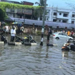 Waterlogged streets and traffic congestion in Guwahati after continuous heavy rainfall