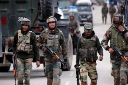 Security personnel patrol hill districts in Manipur during shutdown following deadly ambush on church leaders