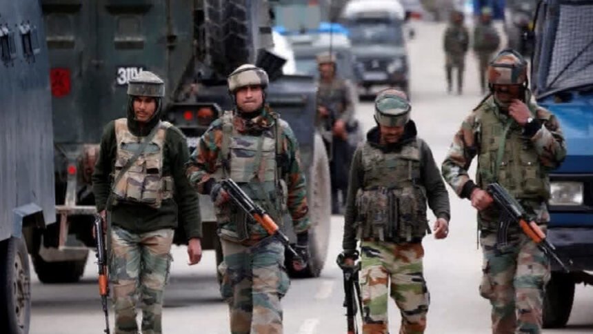 Security personnel patrol hill districts in Manipur during shutdown following deadly ambush on church leaders