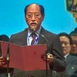 Nagaland Chief Minister Neiphiu Rio speaking during political event linked to West Bengal government formation