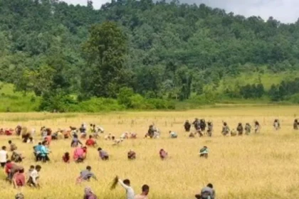 Security personnel monitoring tense conditions in Lapangap amid Assam-Meghalaya border friction