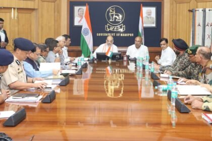 High-level administrative and community meeting discussing peace and stability in Manipur