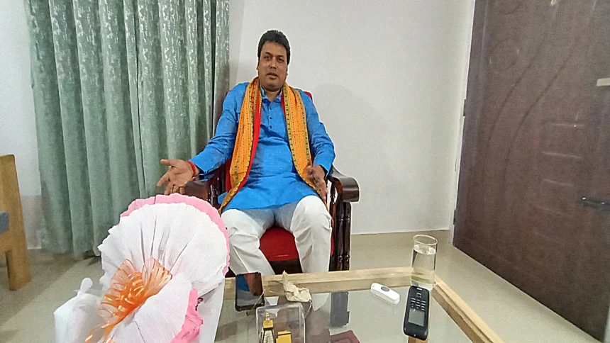 Biplab Kumar Deb offering Puja in Udaipur Tripura after bypoll victory