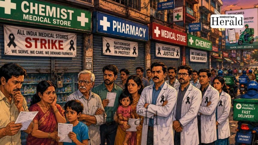 Chemists and druggists discussing preparations for nationwide pharmacy strike in Tripura ahead of 20 May protest
