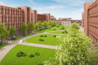 Proposed AIIMS-like hospital building concept for improved healthcare infrastructure in West Bengal