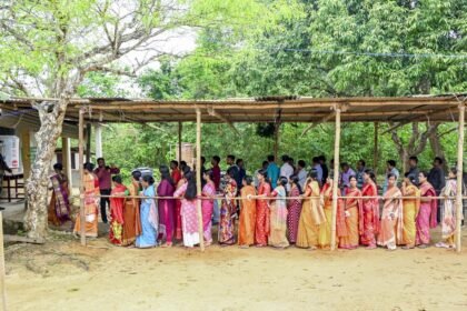 BJP supporters celebrate after Jahar Chakraborti wins Dharmanagar assembly by-election by massive margin