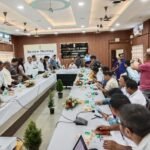 Assam Congress leaders attending an organizational review meeting at Rajiv Bhavan amid internal discussions