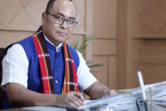 Tripura Minister Animesh Debbarma distributing smart devices to forestry officials under the FIGS initiative
