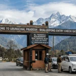 Security personnel conducting document verification during an Inner Line Permit enforcement drive in Arunachal Pradesh