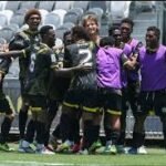 Sikkim Premier League Season 4 match at Paljor Stadium with players in action and goal celebration