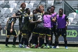 Sikkim Premier League Season 4 match at Paljor Stadium with players in action and goal celebration