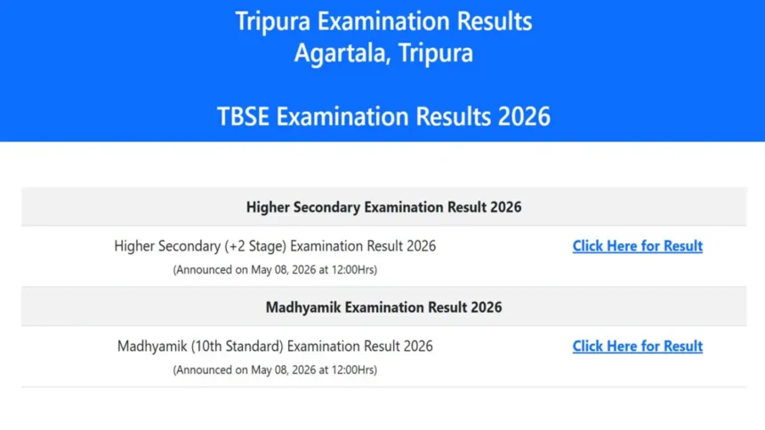 Students checking TBJEE 2026 examination results after official declaration in Tripura