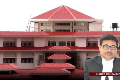Tripura High Court building during legal proceedings related to quashing removal of DCDRC President Gautam Sarkar.
