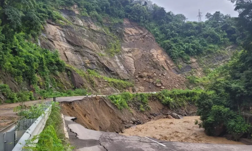 Nagaland MP inspecting ongoing NH-29 highway construction projects and reviewing safety measures on site