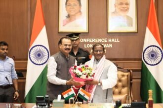 Chandra Mohan Patowary taking oath as Pro-tem Speaker of Assam Legislative Assembly in Guwahati
