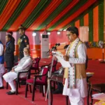 Tripura Chief Minister Manik Saha attending swearing-in ceremony in Kolkata