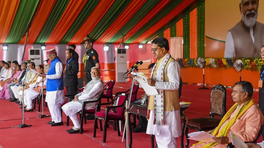 Tripura Chief Minister Manik Saha attending swearing-in ceremony in Kolkata