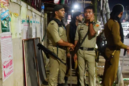 Tripura Police conducting an operation in North Tripura following the arrest of an alleged illegal Bangladeshi resident