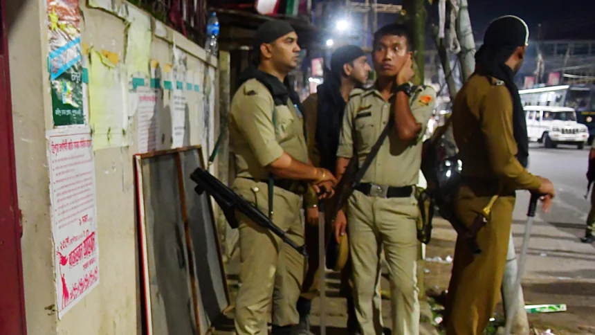 Tripura Police conducting an operation in North Tripura following the arrest of an alleged illegal Bangladeshi resident