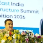 Union Minister Nitin Gadkari addressing a gathering while announcing the ₹90,000 crore highway infrastructure allocation for connectivity projects across the Northeastern states.