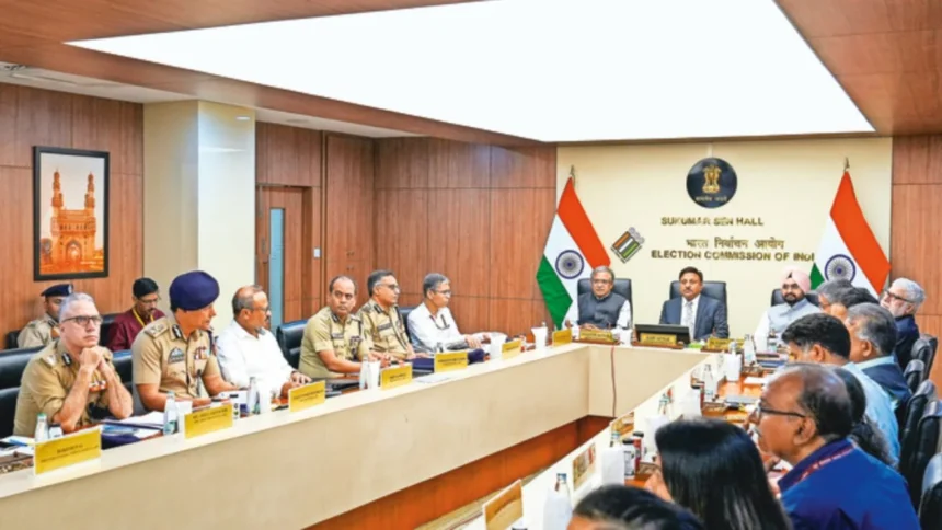 State Election Commission officials review voter lists, security plans, and election logistics during a high-level meeting ahead of village committee elections.