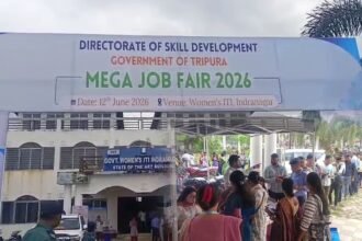 Young job seekers attending the Agartala Mega Job Fair at Indranagar ITI on June 13.