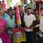 Residents participating in a Tipra Motha joining program in Ashrambari, Tripura.