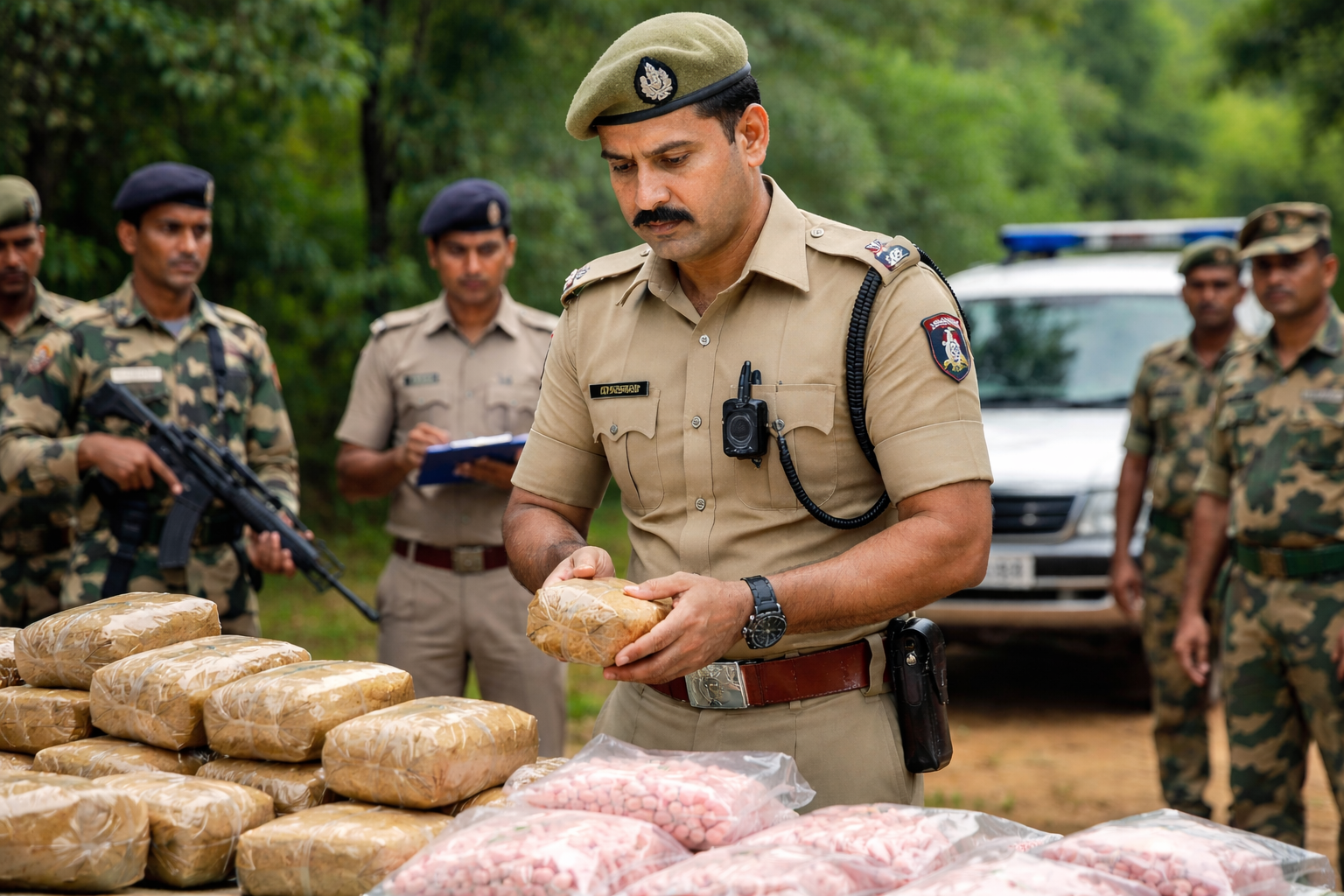 SP Dr Kiran Kumar K. during an anti-narcotics operation in Tripura before his appointment as Deputy Director of the Central Narcotics Control Bureau