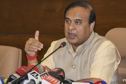 Assam Chief Minister Himanta Biswa Sarma addressing a press conference announcing the lifting of the EU travel advisory on the state.